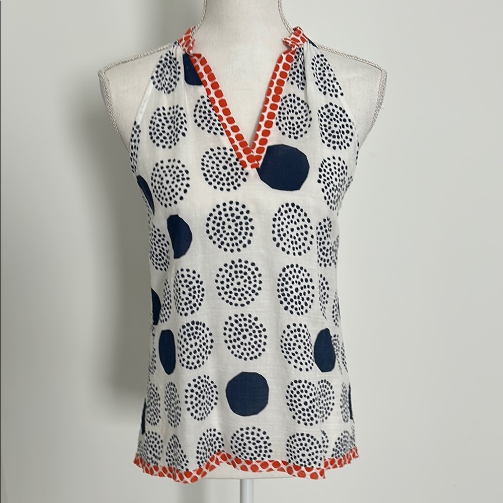 Chic Polka Dot Halter Top with  Accents